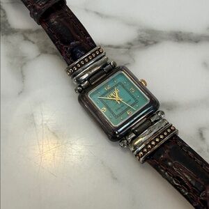Ecclissi Sterling silver women’s wristwatch.  Turquoise face, model 22490.